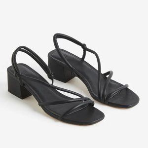 H&M Black Strappy Sandals Mules, Size 39